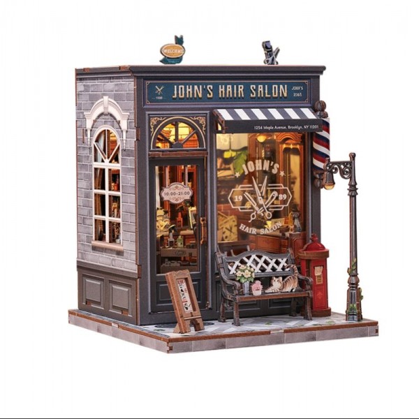 MINIATURE HOUSE JOHN'S HAIR SALON 210 PIEZAS