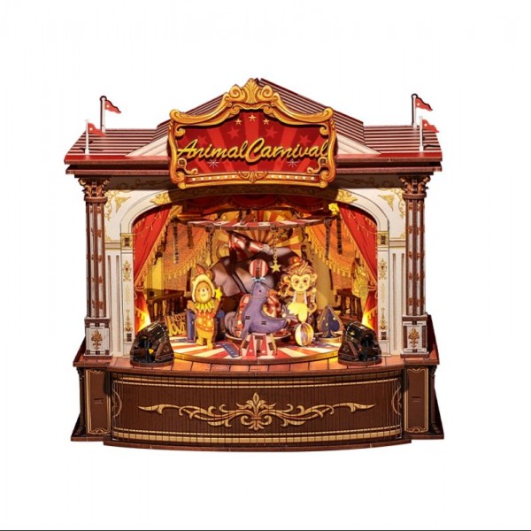 WOODEN MUSIC BOX ANIMAL CARNIVAL 413 PIEZAS