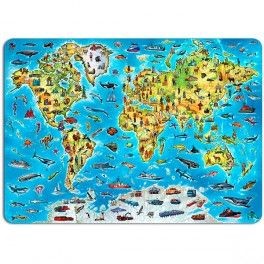 Mapa del Mundo ilustrado con 501 piezas