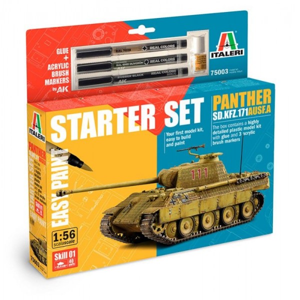 SET CON PINTURAS TANQUE PANTHER AUSF. A STARTER SET - EASY PAINT 1:56