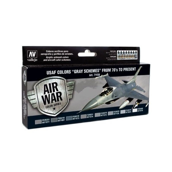 SET 8 MODEL AIR USAF COLORS GREY SCHEMES 18 ML