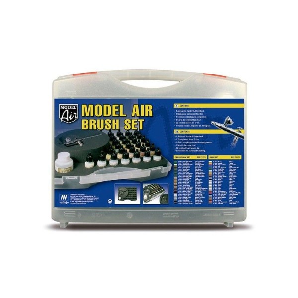 VALLEJO MALETÍN 29 + AERÓGRAFO MODEL AIR CAMOUFLAGE COLORS 18 ML