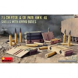 7.5 cm Pzgr Gr Patr Kw.K 40  Shells Ammo Boxes. Escala 1/35