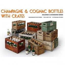 Accesorios Champagne & Cognac Bottles w/Crates, escala 1/35